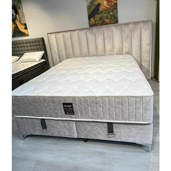 Pat + Saltea gratis Moonlight, bej - 160x200 cm, cu LED, port USB și lada depozitare picture - 7