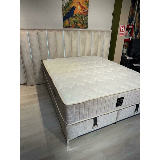 Set Pat + Saltea Moonlight Cu LED, Port USB și Lada Depozitare, 160x200 cm, Bej picture - 14