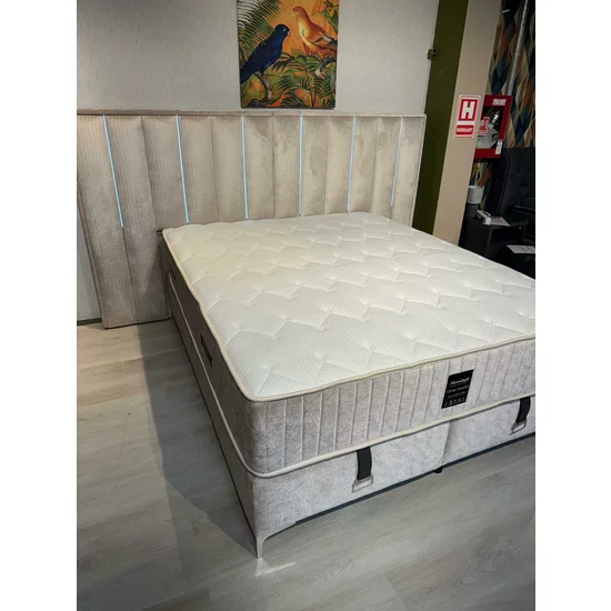 Pat + Saltea gratis Moonlight, bej - 160x200 cm, cu LED, port USB și lada depozitare picture - 14
