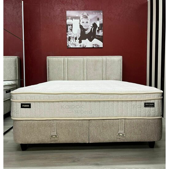 Set Pat + Saltea Paros Cu Lada Depozitare, Stofă Symphony Pearl, 160x200 cm, Bej picture - 7