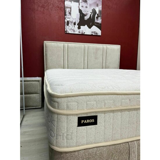 Set Pat + Saltea Paros Cu Lada Depozitare, Stofă Symphony Pearl, 160x200 cm, Bej picture - 8