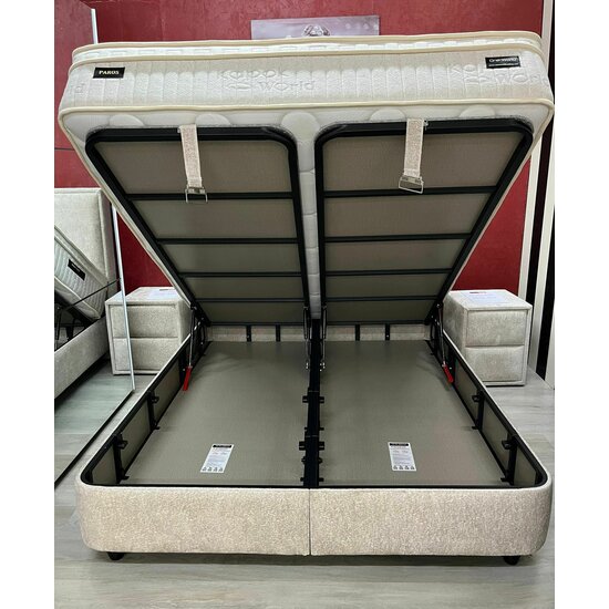 Set Pat + Saltea Paros Cu Lada Depozitare, Stofă Symphony Pearl, 160x200 cm, Bej picture - 9