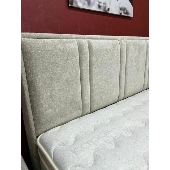 Set Pat + Saltea Paros Cu Lada Depozitare, Stofă Symphony Pearl, 160x200 cm, Bej picture - 10