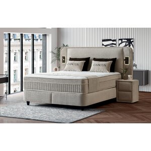 Set Pat+Saltea Cancun 160x200 Stofa Symphony Pearl Bej