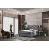 Set Pat + Saltea Comfort, ladă depozitare, somieră rabatabilă, topper confort, structură metal + lemn + PAL, tapițerie stofă premium, 160x200 cm, Gri picture - 1