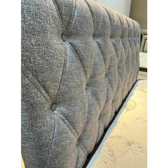 Set Pat + Saltea Comfort, ladă depozitare, somieră rabatabilă, topper confort, structură metal + lemn + PAL, tapițerie stofă premium, 160x200 cm, Gri picture - 13