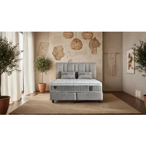 Set Pat+Saltea gratis Elysee, gri - 160/200 cm, culoare personalizabila, cu somiera rabatabila si lada de depozitare