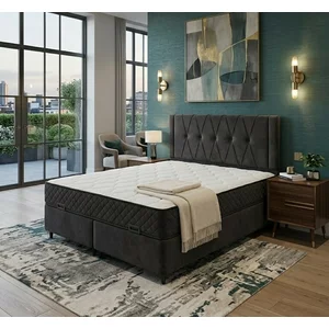 Set pat+saltea gratis Magna - 200x200 cm, culori personalizabile,  somiera rabatabila si lada de depozitare