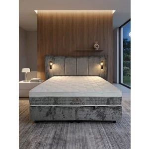 Set Pat+Saltea gratis Monaco, gri - 160/200 cm, culoare personalizabila, cu somiera rabatabila si lada de depozitare