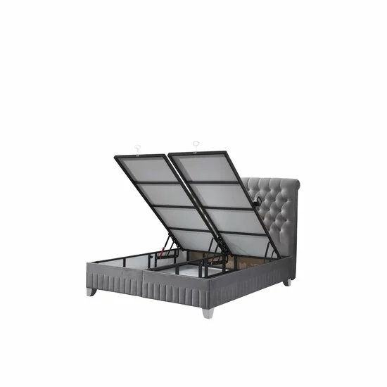 Set pat+saltea Gratis Sensitive 180/200 cm  gri cu somieră rabatabilă, ladă depozitare și saltea inclusă, înălțime 30 cm picture - 5