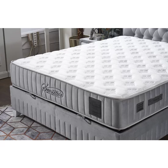 Set pat+saltea Gratis Sensitive 180/200 cm  gri cu somieră rabatabilă, ladă depozitare și saltea inclusă, înălțime 30 cm picture - 6