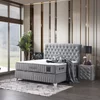 Set pat+saltea Gratis Sensitive 180/200 cm  gri cu somieră rabatabilă, ladă depozitare și saltea inclusă, înălțime 30 cm picture - 1