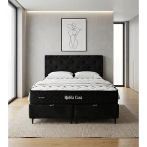 Set pat+saltea gratis Shine - 200x200 cm (antracit), culori personalizabile,  somiera rabatabila si lada de depozitare