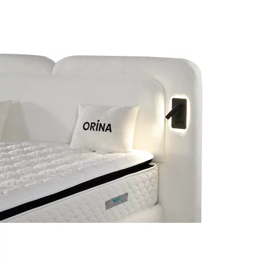 Set pat+Saltea Gratis tapițat Orina 160x200 cm crem cu somieră rabatabilă si  ladă depozitare picture - 5