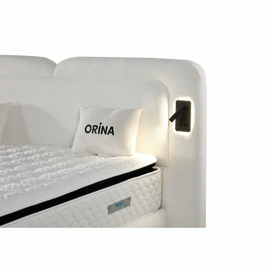 Set pat+Saltea Gratis tapițat Orina 200x200 cm crem cu somieră rabatabilă si  ladă depozitare picture - 5