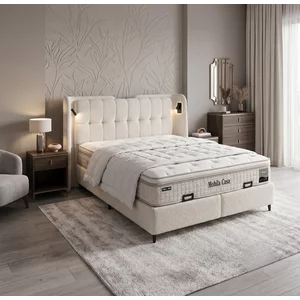 Set pat+saltea gratis Tulum - 160x200 cm, culori personalizabile,  somiera rabatabila si lada de depozitare