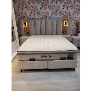 Set pat+saltea gratis Victoria  - 140x200 cm, culori personalizabile,  somiera rabatabila si lada de depozitare