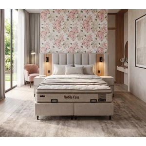 Set pat+saltea gratis Victoria  - 160x200 cm, culori personalizabile,  somiera rabatabila si lada de depozitare