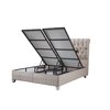 Set Pat + Saltea Lexus, ladă depozitare, topper integrat, structură metal + lemn + PAL, tapițerie stofă premium, 160x200 cm, Bej picture - 4