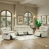 Set recliner Relax 3+1+1, canapea și două fotolii cu funcție de relaxare, tapițerie catifelată, bej picture - 1