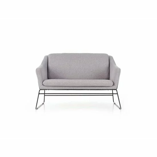 Canapea Soft 2XL, catifea premium, structură metalică și oțel mat, 125x77x83 cm, gri deschis/negru picture - 2