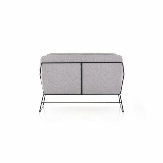 Canapea Soft 2XL, catifea premium, structură metalică și oțel mat, 125x77x83 cm, gri deschis/negru picture - 4