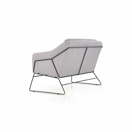 Canapea Soft 2XL, catifea premium, structură metalică și oțel mat, 125x77x83 cm, gri deschis/negru picture - 3