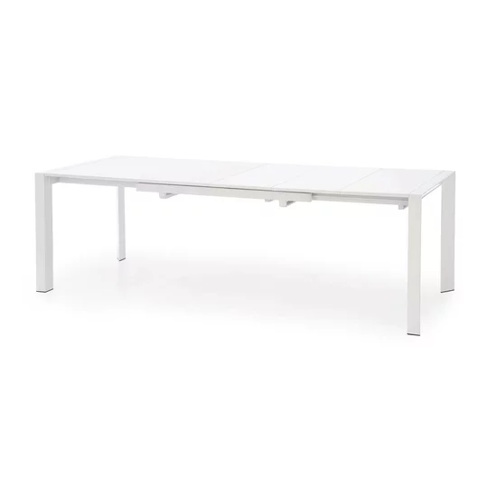 Masă Stanford extensibilă, design elegant, MDF lucios și oțel vopsit, 130-210x80x76 cm, alb picture - 4