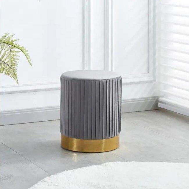 Taburet Alma, design elegant și multifuncțional, tapițerie catifelată, 40x50 cm, bej