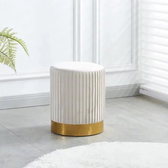 Taburet Alma, design elegant și multifuncțional, tapițerie catifelată, 40x50 cm, bej picture - 2