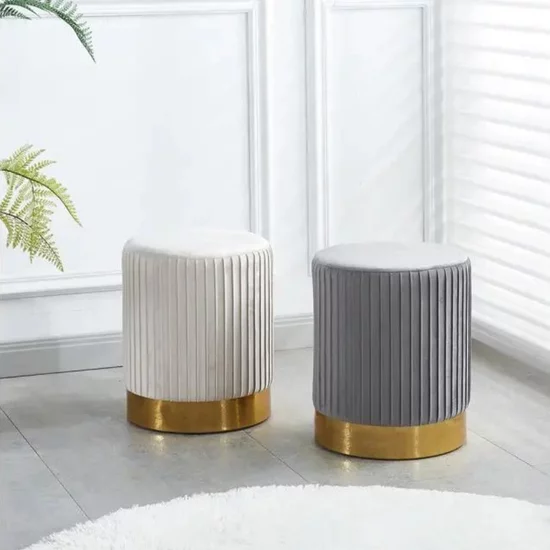 Taburet Alma, design elegant și multifuncțional, tapițerie catifelată, 40x50 cm, bej picture - 5