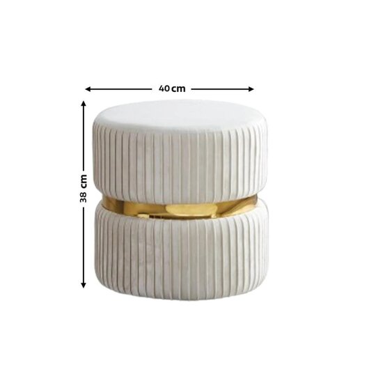 Taburet Bijou, tapițerie catifelată premium, bază metalică aurie, 41x45 cm, bej/auriu picture - 4