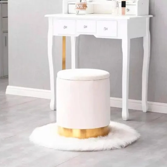 Taburet Elmo, taburet cu spațiu de depozitare integrat, tapițerie moale și cadru rezistent, 35x43 cm, gri picture - 6