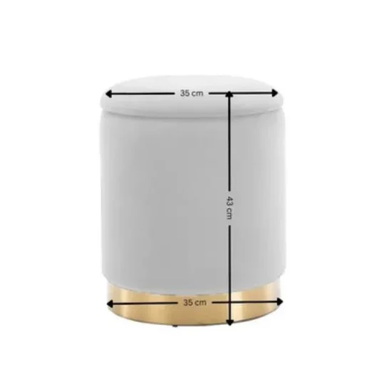 Taburet Elmo, taburet cu spațiu de depozitare integrat, tapițerie moale și cadru rezistent, 35x43 cm, gri picture - 7