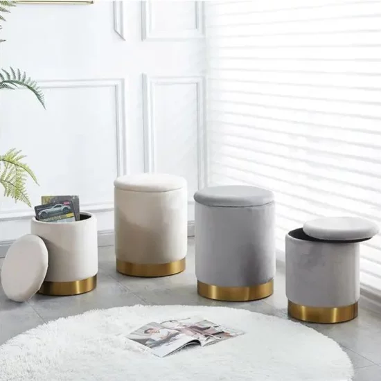 Taburet Elmo, taburet cu spațiu de depozitare integrat, tapițerie moale și cadru rezistent, 35x43 cm, gri picture - 8