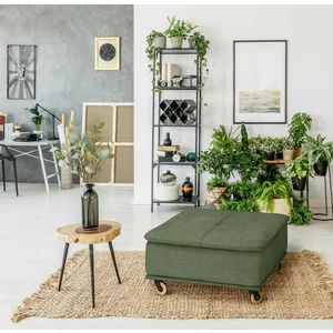 Taburet pe rotile Philadelphia, șezut tapițat, structură lemn masiv, 87x78 cm, personalizabil