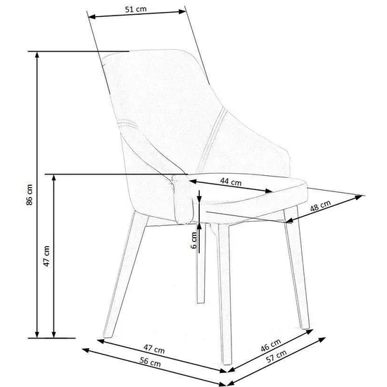 Scaun Toledo 2, design modern, stofă + cadru metalic, 51x55x82 cm, crem / stejar picture - 5