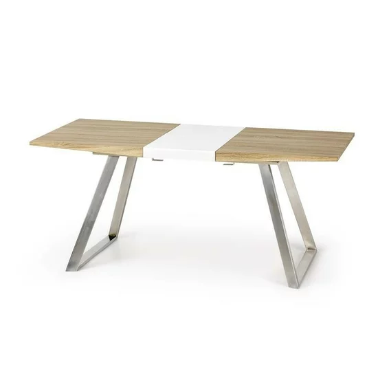 Masă Trevor extensibilă, MDF laminat și oțel inoxidabil, 130-170x80x76 cm, Sonoma/alb picture - 3