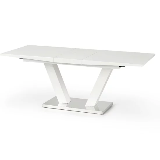 Masă Vision extensibilă, MDF lucios + oțel inoxidabil, 160-200x90x76 cm, alb picture - 3
