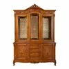 Vitrină 3 uși Principesa cu spate oglindă, design rafinat, lemn masiv paltin + MDF furniruit, 177x43x158 cm, nuc picture - 1