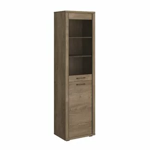 Vitrină CORDAN 1D1W – Dulap vitrină modern cu rafturi și ușă | 210x57,3x41 cm