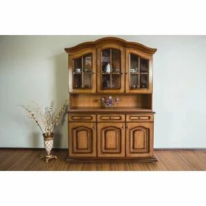 Vitrină cu nișă și 3 uși, din PAL, 140x45x195 cm, p43 antichizat