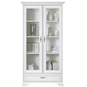 Vitrină Idento REG2W1S, cu sticlă securizată, 2 uși și 1 sertar, MDF și PAL laminat, 99.5x43.5x210 cm, alb alpin