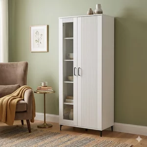 Vitrină Înaltă Loran - Cabinet Premium cu Sticlă, 84x202 cm