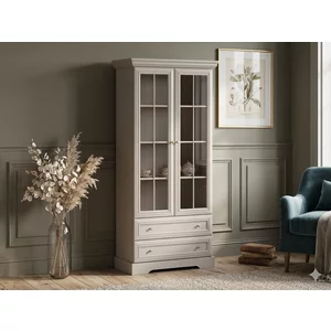 Vitrina Kora 2D 2DR, cashmere - 89x41x193 cm, MDF si PAL melaminat,calitate superioară