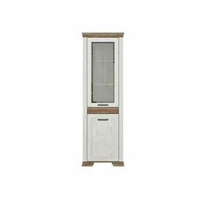 Vitrină Marsel REG1D1W, 1 ușă plină și 1 vitrată, MDF și PAL, 68x45x205 cm, alb frasin