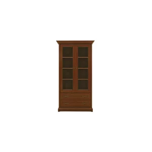Vitrina Sonata 2D/2S, design clasic, 2 uși + 2 sertar, structură PAL laminat + MDF, finisaj premium, 110x43x204.5 cm castan