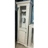 Vitrină White 1D1W, design clasic cu cornisa sculptată, MDF frezat și PAL melaminat, balamale Hafele și mânere metalice, 76x43x221 cm, frasin alb/pin argintiu picture - 4