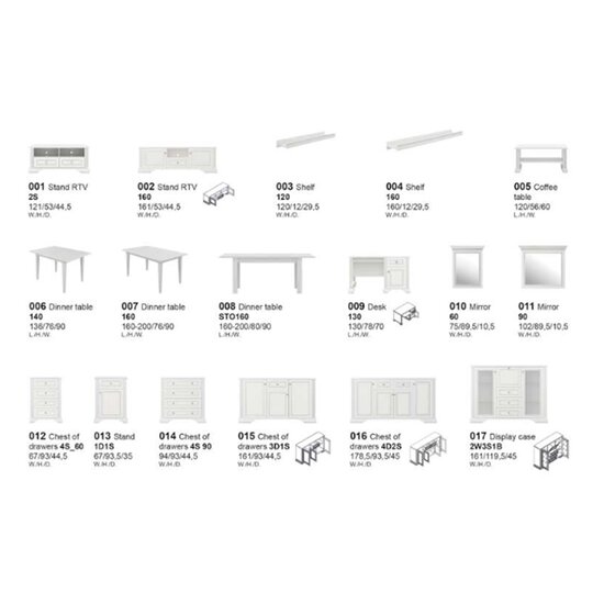 Vitrina White 2d2w 126x43x221 Frasin Alb/ Pin Argintiu picture - 2