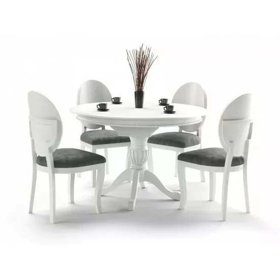 Masă William extensibilă, blat MDF, picioare lemn masiv, 90-124x90x75 cm, alb picture - 4